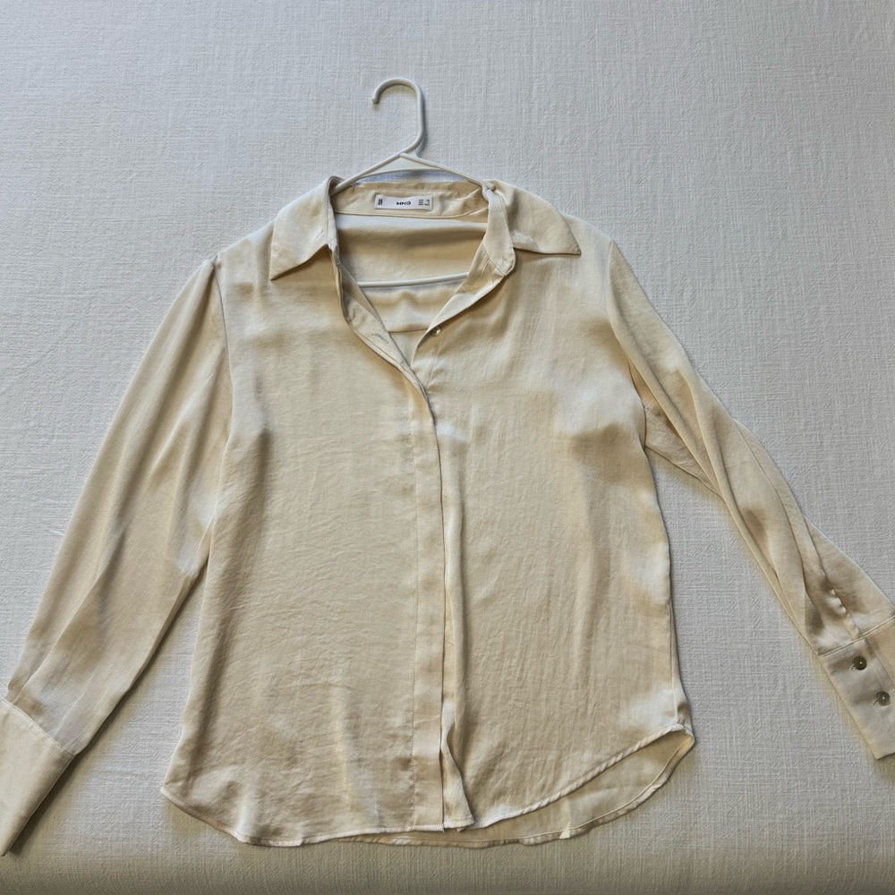 Ivory Silk Long-sleeve Blouse